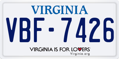 VA license plate VBF7426