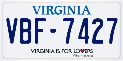 VA license plate VBF7427