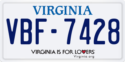 VA license plate VBF7428