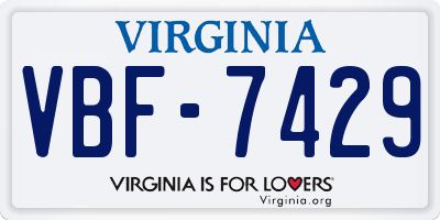 VA license plate VBF7429