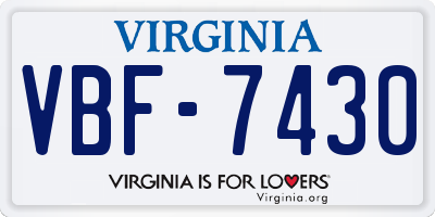VA license plate VBF7430