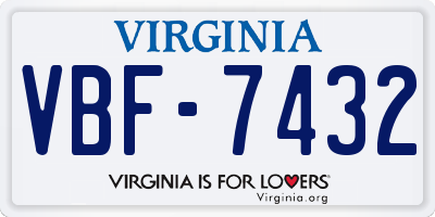VA license plate VBF7432
