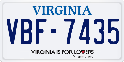 VA license plate VBF7435