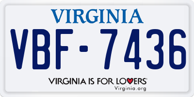 VA license plate VBF7436