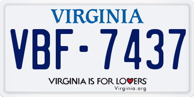 VA license plate VBF7437