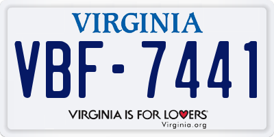VA license plate VBF7441