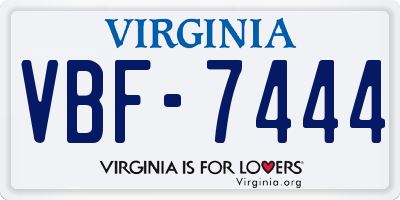 VA license plate VBF7444