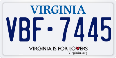 VA license plate VBF7445