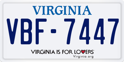 VA license plate VBF7447