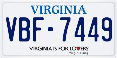 VA license plate VBF7449