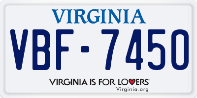 VA license plate VBF7450