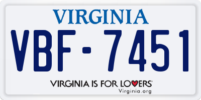 VA license plate VBF7451