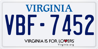 VA license plate VBF7452