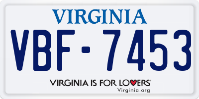 VA license plate VBF7453