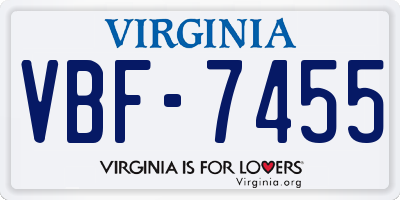 VA license plate VBF7455