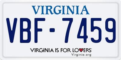 VA license plate VBF7459