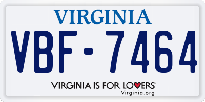 VA license plate VBF7464
