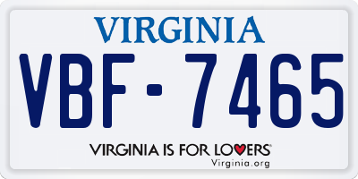 VA license plate VBF7465