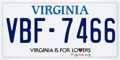 VA license plate VBF7466