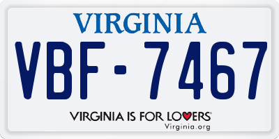 VA license plate VBF7467