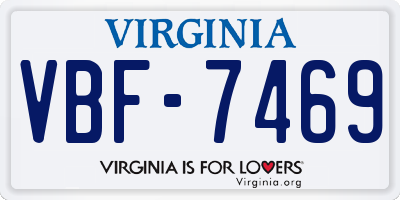 VA license plate VBF7469