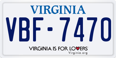 VA license plate VBF7470