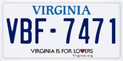 VA license plate VBF7471