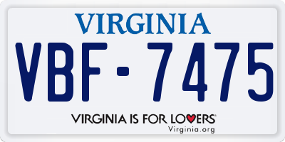 VA license plate VBF7475