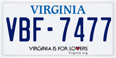 VA license plate VBF7477