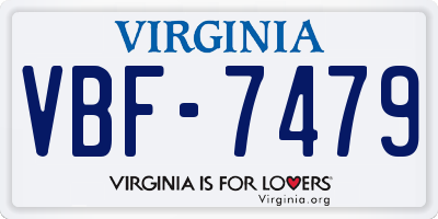 VA license plate VBF7479