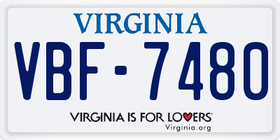 VA license plate VBF7480