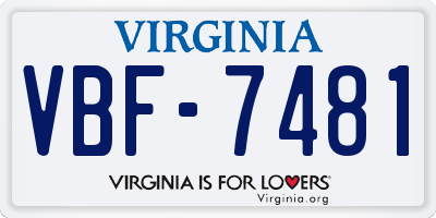 VA license plate VBF7481
