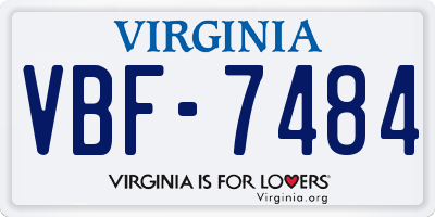 VA license plate VBF7484