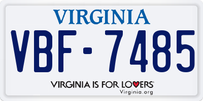 VA license plate VBF7485