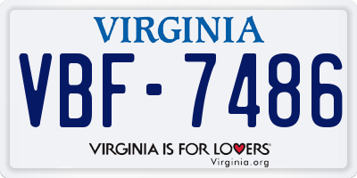 VA license plate VBF7486