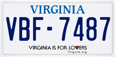 VA license plate VBF7487