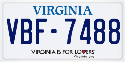 VA license plate VBF7488