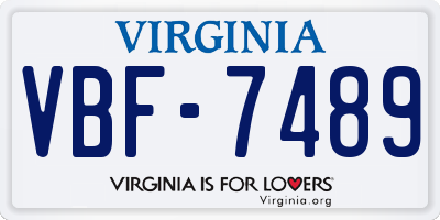 VA license plate VBF7489