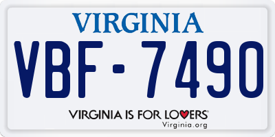 VA license plate VBF7490