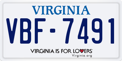 VA license plate VBF7491