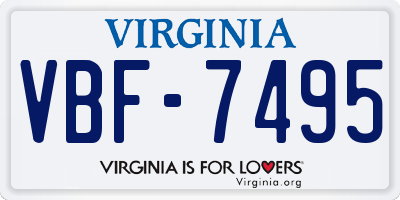 VA license plate VBF7495