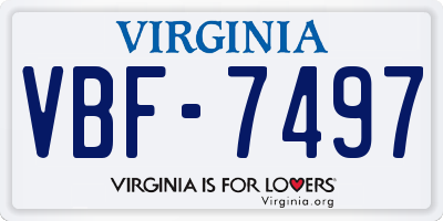 VA license plate VBF7497