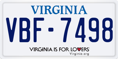 VA license plate VBF7498