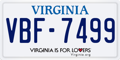 VA license plate VBF7499