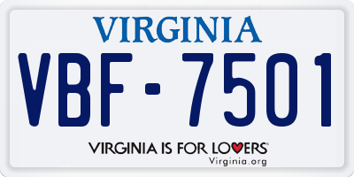 VA license plate VBF7501