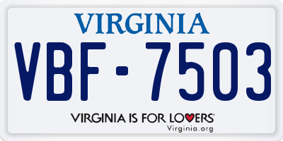 VA license plate VBF7503