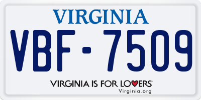 VA license plate VBF7509