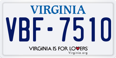 VA license plate VBF7510