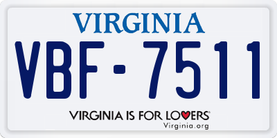 VA license plate VBF7511