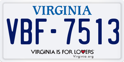 VA license plate VBF7513